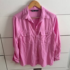 Zara Vibrant Pink Collared Shirt